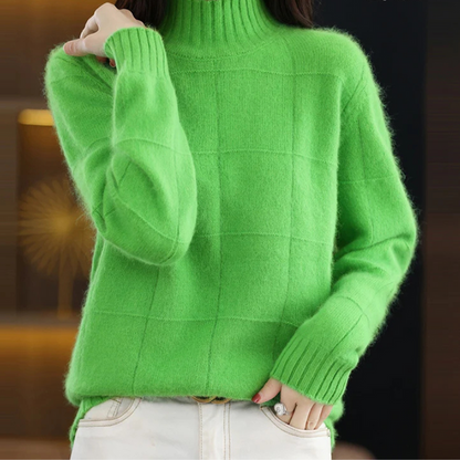 Jersey de cuello alto de punto trenzado holgado para mujer | Ideal para otoño/invierno