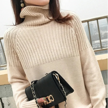 Jersey informal de cuello alto para mujer con estampado texturizado | Ideal para otoño/invierno