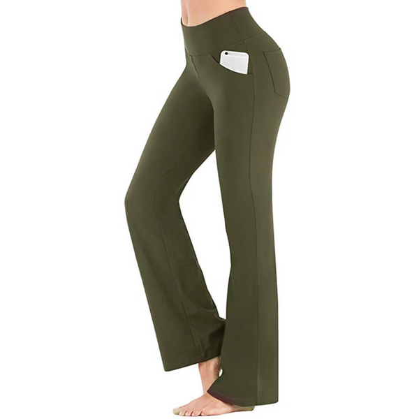 Women's Practical High Waisted Flared Trousers with Phone Pocket | Great for Everyday Wear