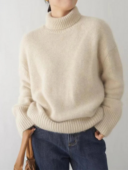 Jersey informal de punto suave con cuello alto para mujer | Ideal para otoño/invierno