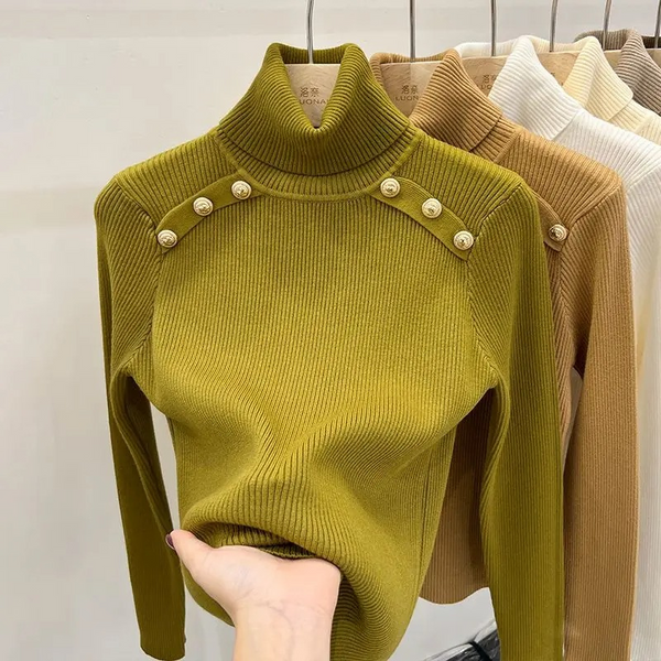 Jersey de cuello alto para mujer, fácil de llevar | Ideal para otoño/invierno