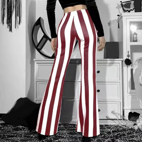 Women's Stylish High Waisted Flared Pants with Vertical Stripes | Ideal for All Seasons