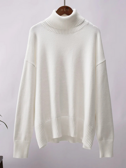 Jersey de punto de cuello alto extragrande para mujer | Ideal para otoño/invierno