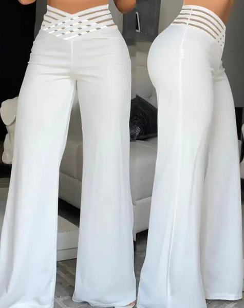 Women's Office Style High Waisted Wide Leg Flared Trousers | Ideal for All Seasons