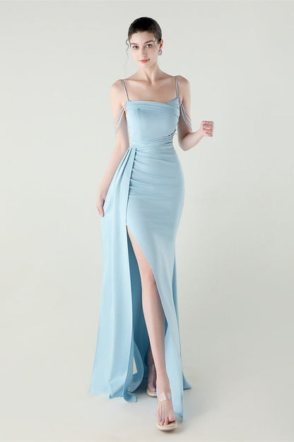 Satin Spaghetti Strap Mermaid Party Dress