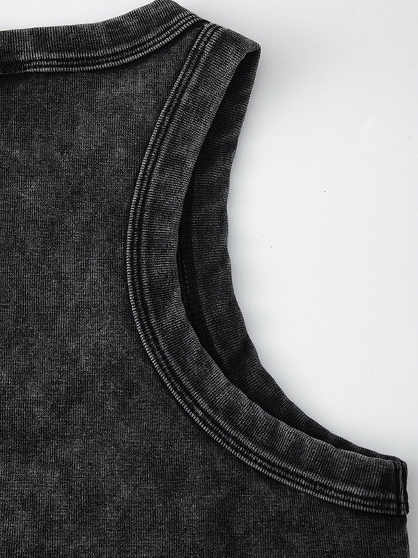 Short Washed Pleated Women Vest
