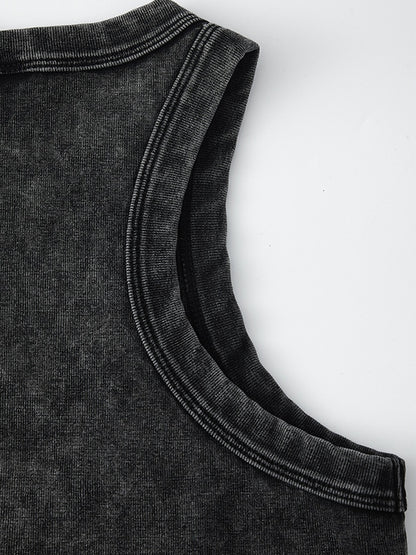 Short Washed Pleated Women Vest