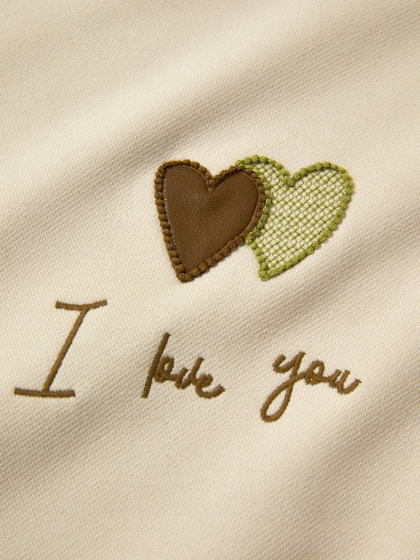 Embroidery Drawstring Sleeve Decor Oversized Hoodie