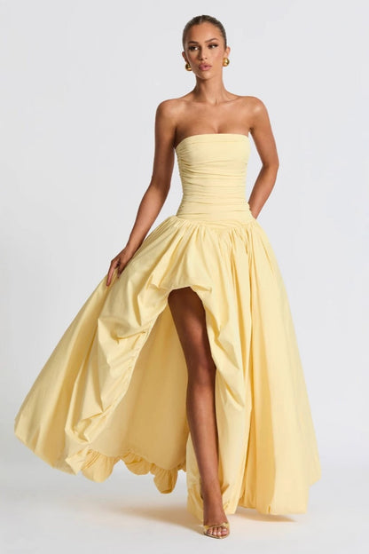 Strapless Ruched A Line Formal Dress