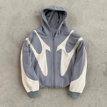 Devil Print Zip Up Hoodie