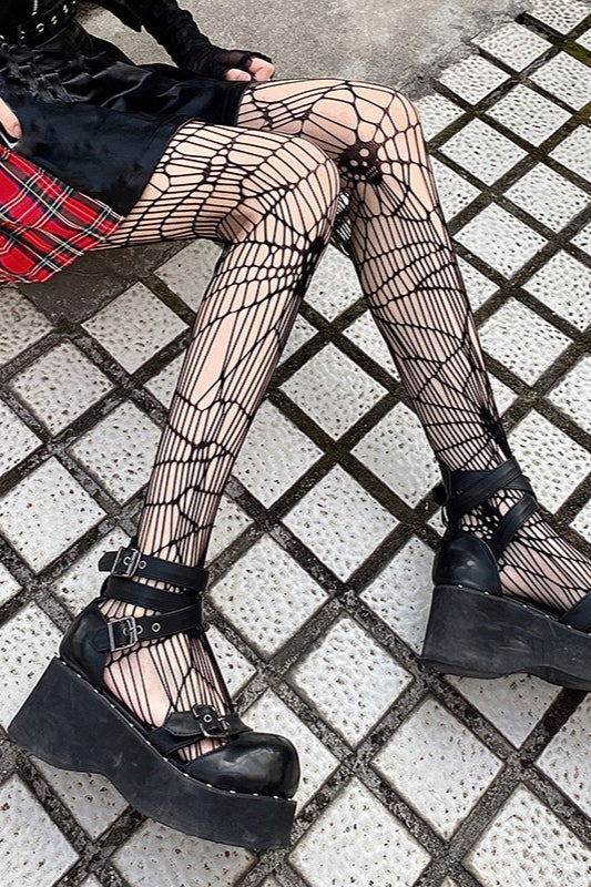 Gothic Spider Mesh Fishnet Socks