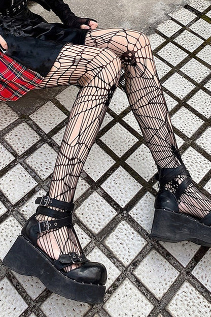 Gothic Spider Mesh Fishnet Socks