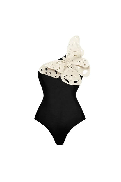 3D Butterfly Cutout One-Shoulder Swimwear