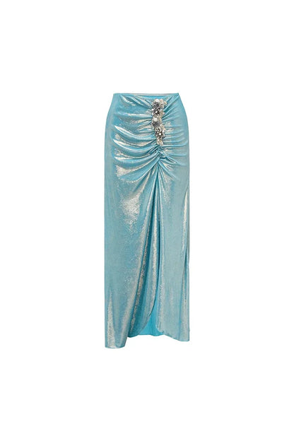 3D Butterfly Blue Glossy Swimsuit Set