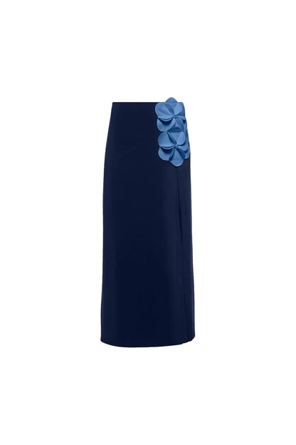 Traje de baño sin tirantes con estampado floral 3D azul