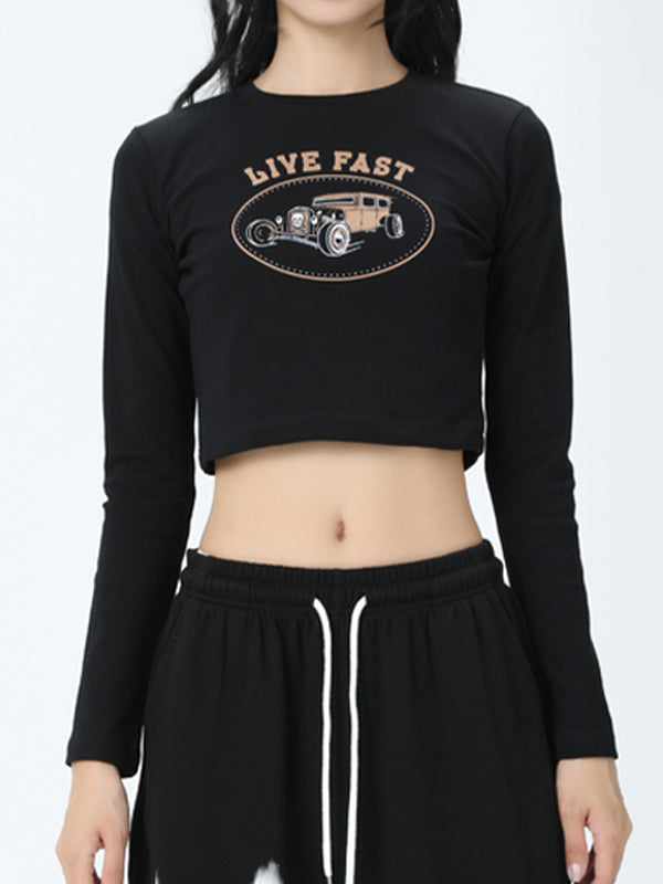 Lettering Printed Long Sleeve Tee