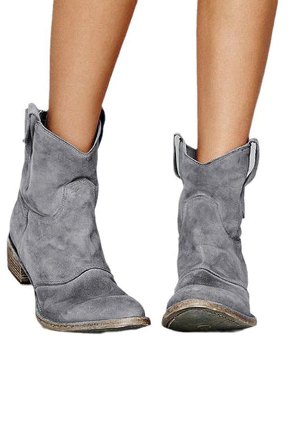 Faux Suede Mid-calf Boots with Low Heels