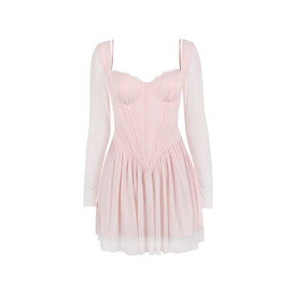 Amélie Lace Fishbone Mini Dress
