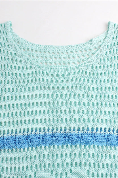 Hollow Knit Contrast Tank Sweater Dress