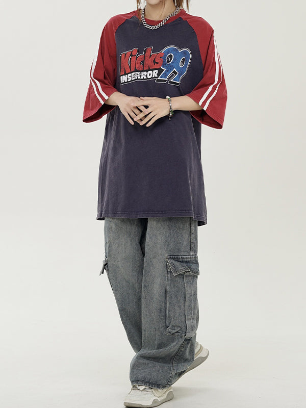 Raglan Sleeves Print Oversized Short Sleeve Tee