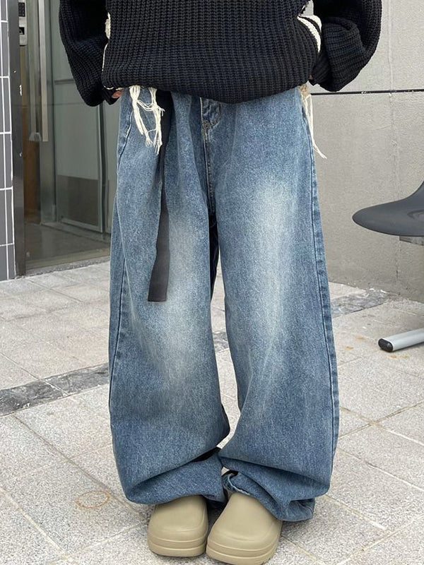 Retro Washed Dangle Mopping Boyfriend Jeans