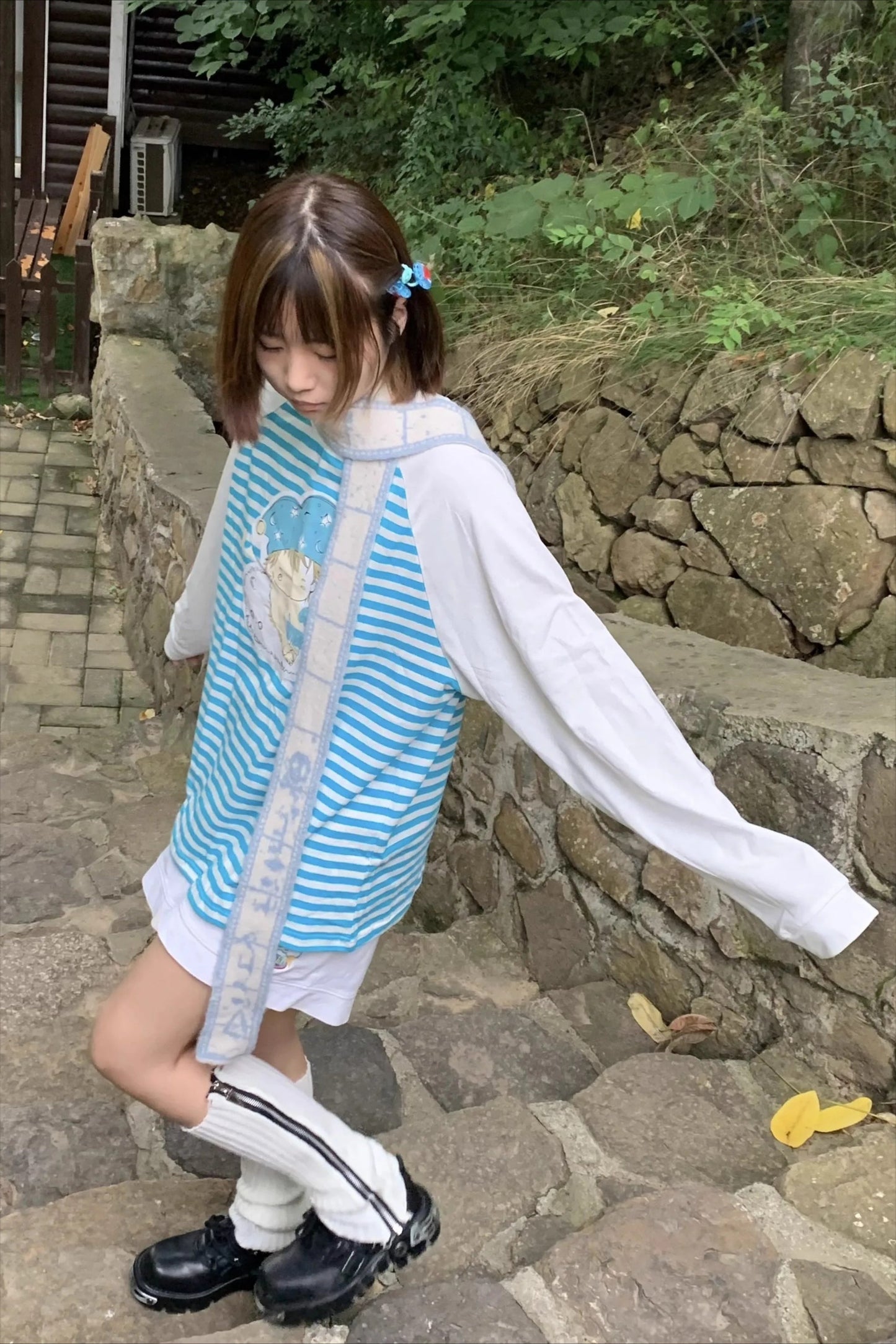 Harajuku Skull Print Knit Scarf
