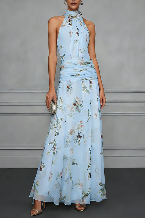 Aria Ruched Halter Floral Dress