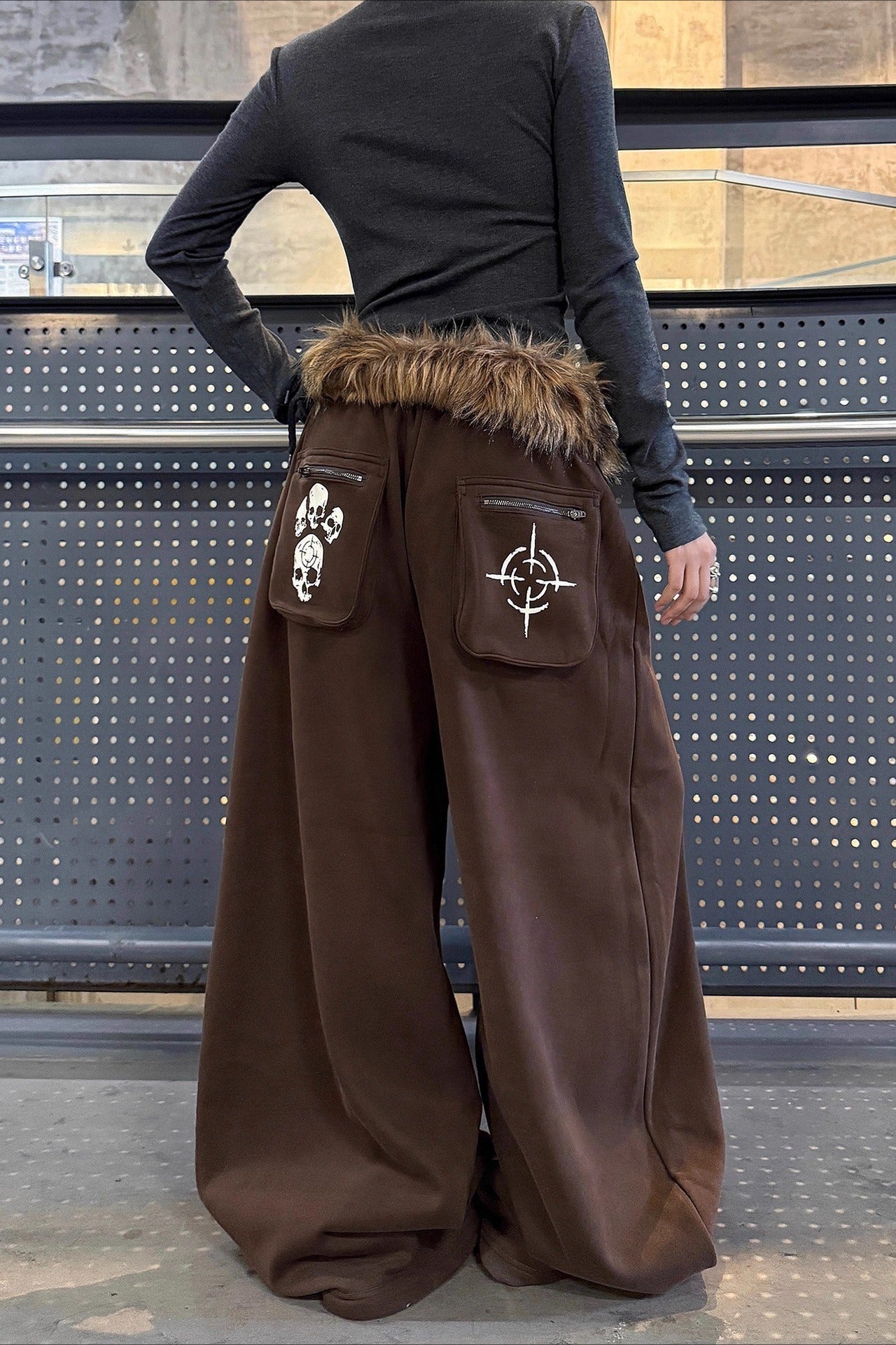 Y2K Elastic Double Waist Printed Casual Pants