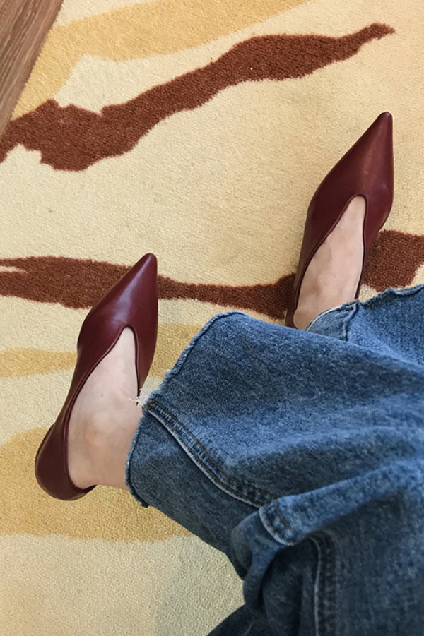 Retro Pointed-toe Low-cut Flat Shoes