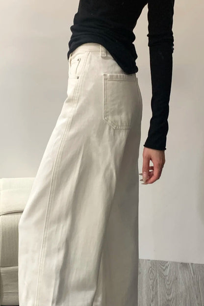 Curved Hem Straight Leg Wide Leg Jeans