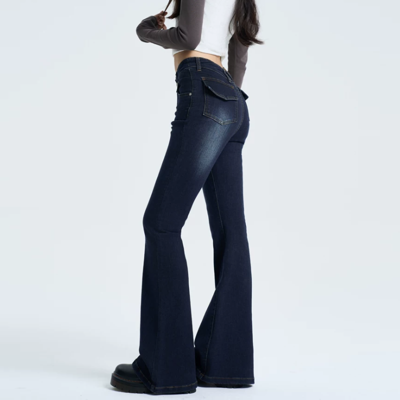 Zip-up button pocket low rise jeans | Baggy Low Rise Jeans  | Festival Outfits Women