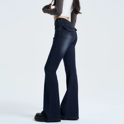 Zip-up button pocket low rise jeans | Baggy Low Rise Jeans  | Festival Outfits Women