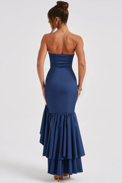 Strapless High Slit Backless Bodycon Slim Fit Elegant Prom Dress