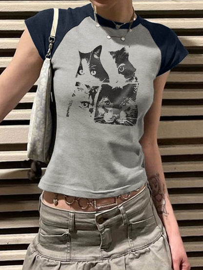 Street Spider Raglan Sleeve Cropped Top