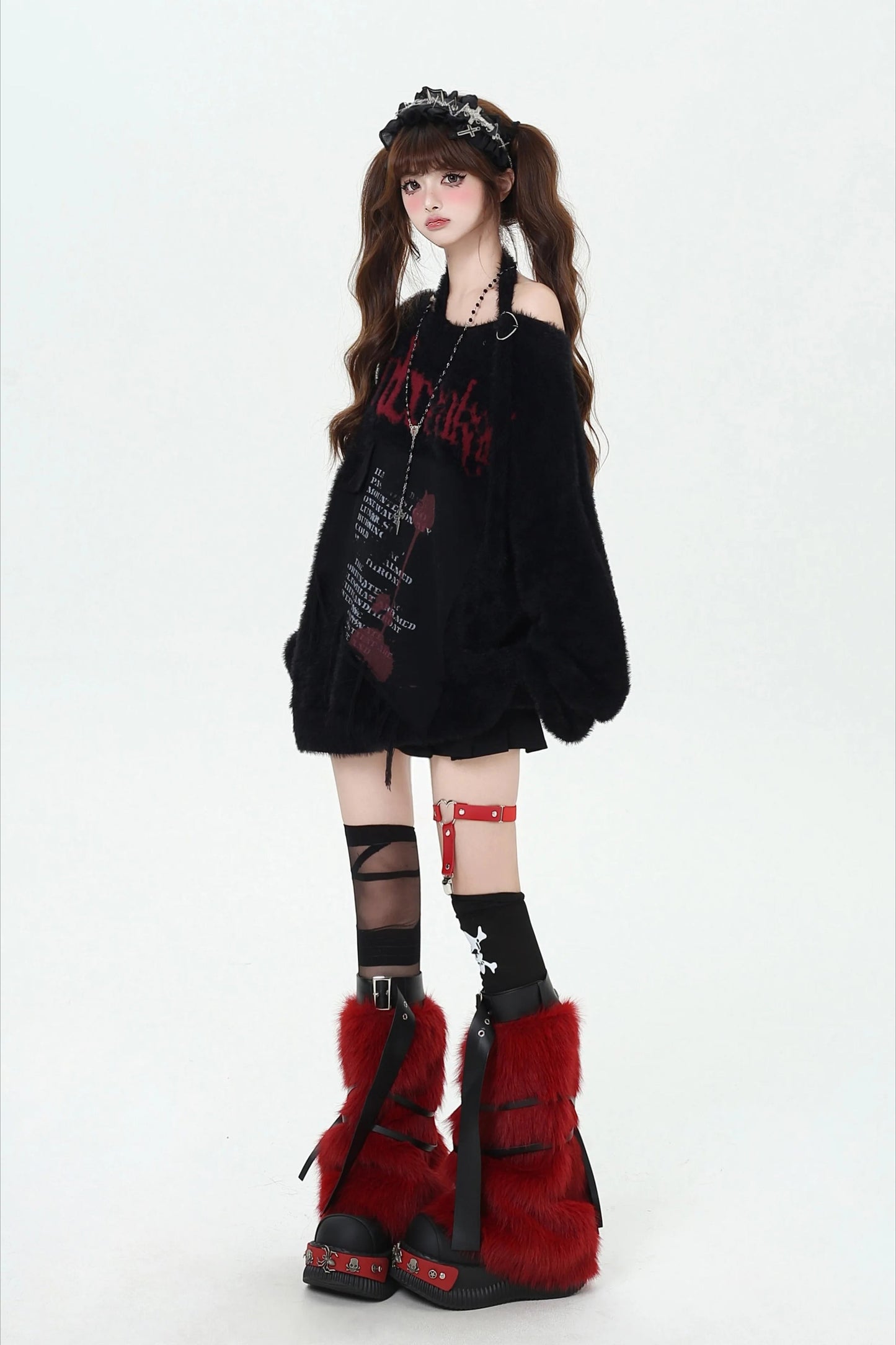 Y2K Japanese Sweet Cool Off-Shoulder Soft Loose Knit Sweater