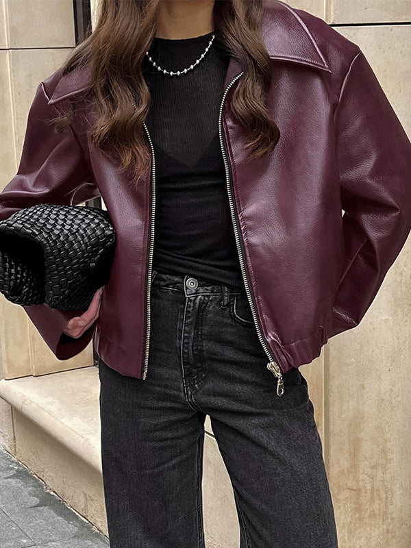 Large Lapel Leather Loose Jacket