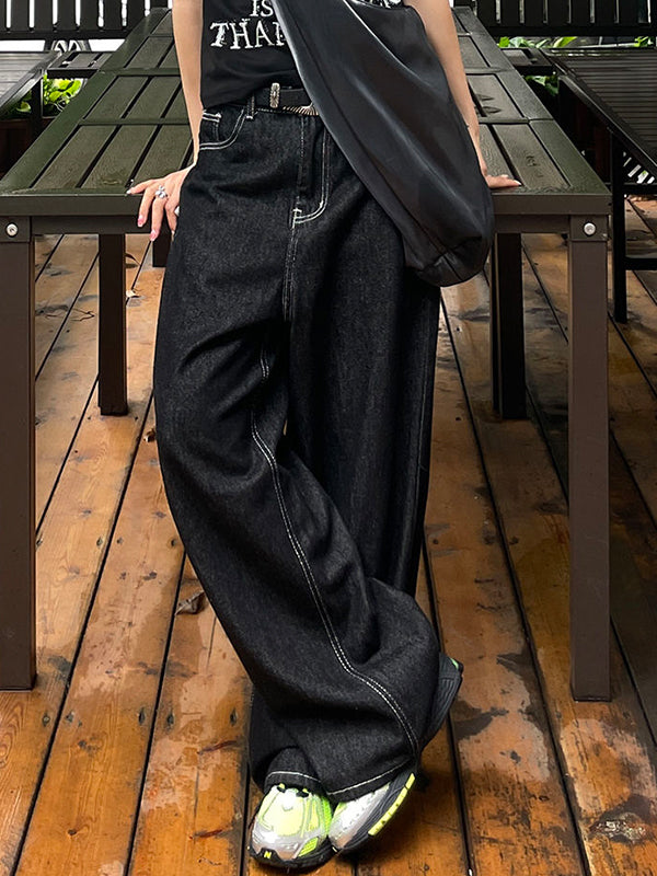 American Embroidered Wide Legs Boyfriend Jeans