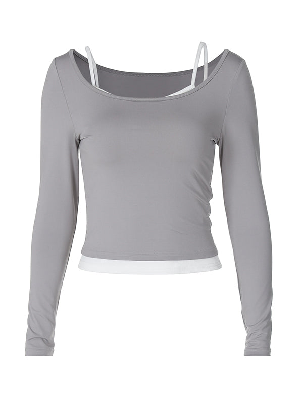 Colour Block Two Piece Long Sleeve Tee