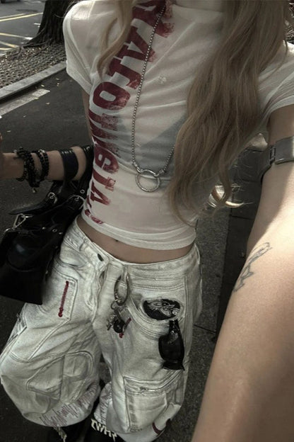 Sheer Mesh Short Sleeve Crop Mesh Top