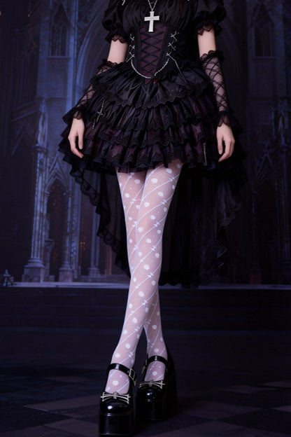 Dark Stripe Heart Gothic Socks