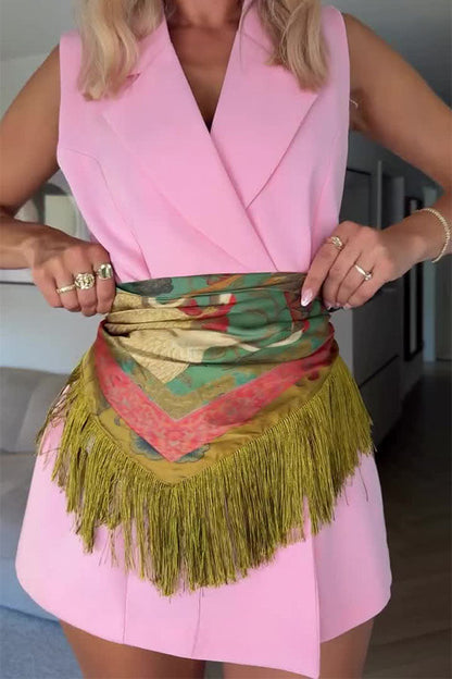 British Retro Diamond Tassel Square Scarf