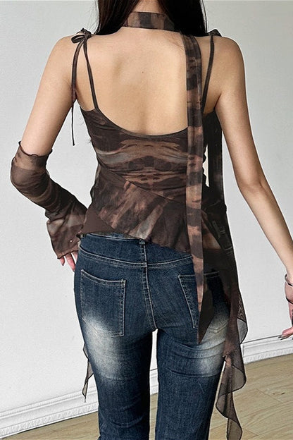 Sexy Mesh Cami Single Sleeve Mesh Top