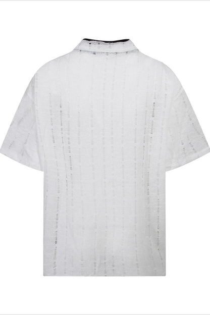 Y2K Ripped Half-Zip Loose Fit T-Shirt