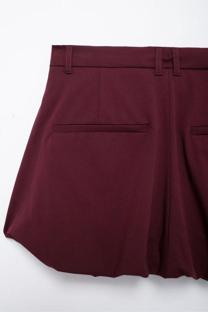 Cargo Style Zipper Crop Top Bubble Mini Skirt Set