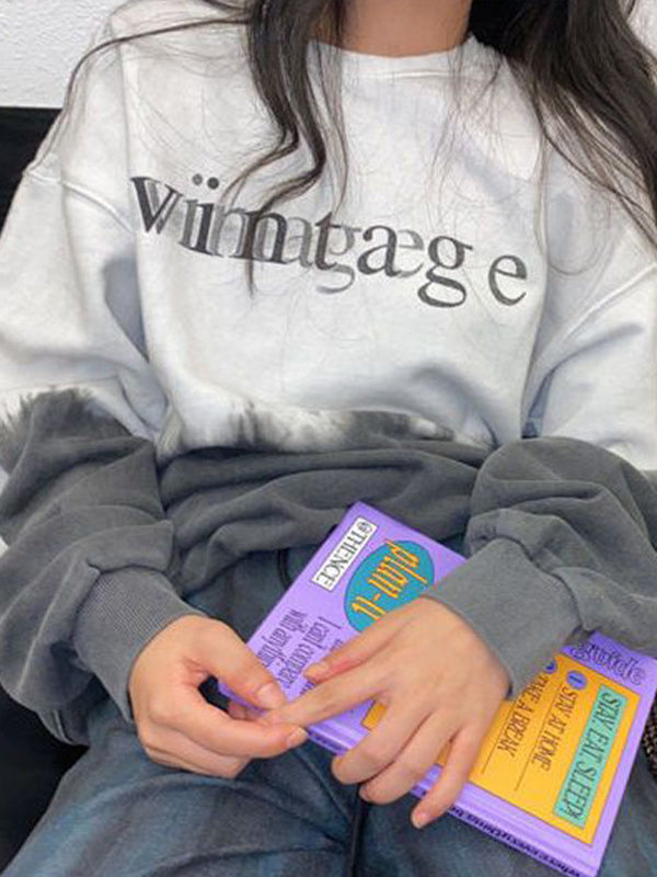 Smudge Overlap Letter Print Sweatshirt