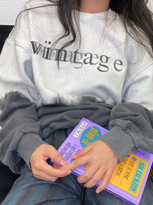 Smudge Overlap Letter Print Sweatshirt