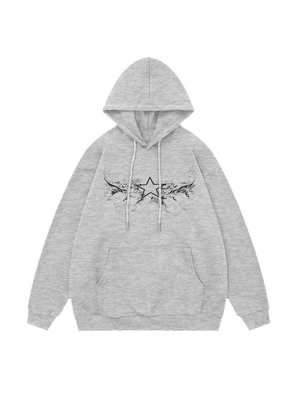 Vintage Star Print Oversized Hoodie