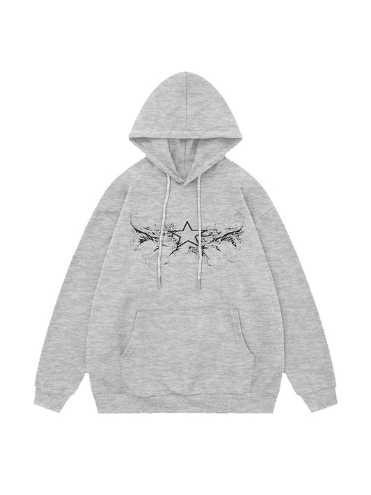Vintage Star Print Oversized Hoodie