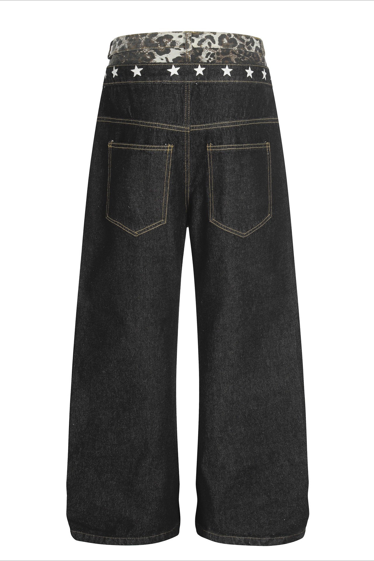 Double Waistband Tie Curved Blade Baggy Stacked Pants