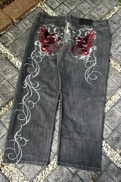 Street Style Wide Leg Denim Pants